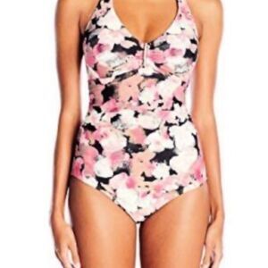 Calvin Klein Watercolor One Piece Size 16 Neon pink, black, white New